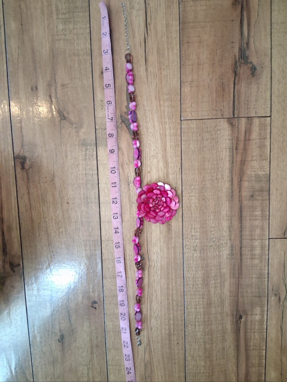 Women's Pink Floral Statement Necklace - Women Jewelry Beaded Necklaces - Picture 16 of 16